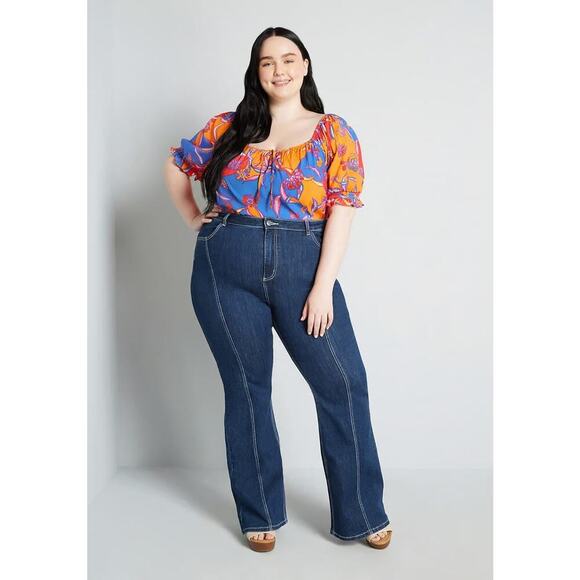 Plus Size 2X Boho Floral Peasant Blouse blouse Bali Lightweight Top ModCloth - Picture 3 of 7